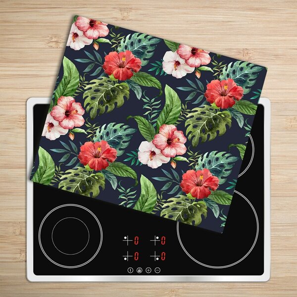 Tagliere in vetro Fiori tropicali 60x52 cm