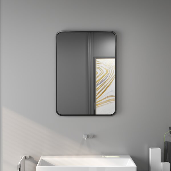 HOMCOM Specchio Bagno con Cornice in Metallo e Gancio, 50x2.5x70 cm, Nero | Aosom Italy