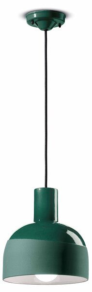 Lampadario Vintage Decò Caxixi Ceramica Verde Bottiglia 1 Luce E27