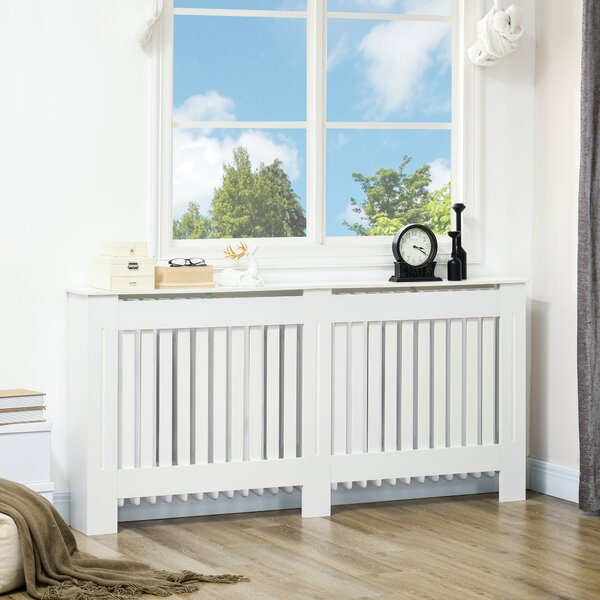 HOMCOM Copritermosifone in Legno MDF per Calorifero 172 x 19 x 81cm Bianco|Aosom
