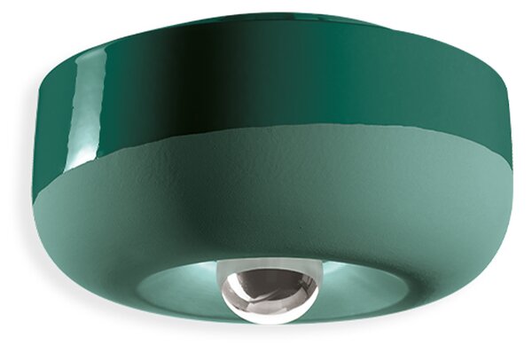 Plafoniera Vintage Decò Bellota Ceramica Verde Bottiglia 1 Luce E27