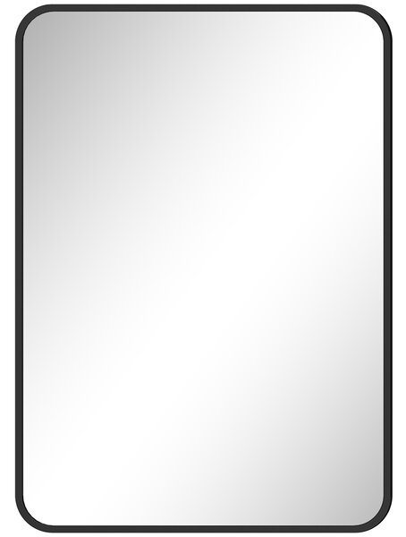 HOMCOM Specchio Bagno con Cornice in Metallo e Gancio, 50x2.5x70 cm, Nero | Aosom Italy