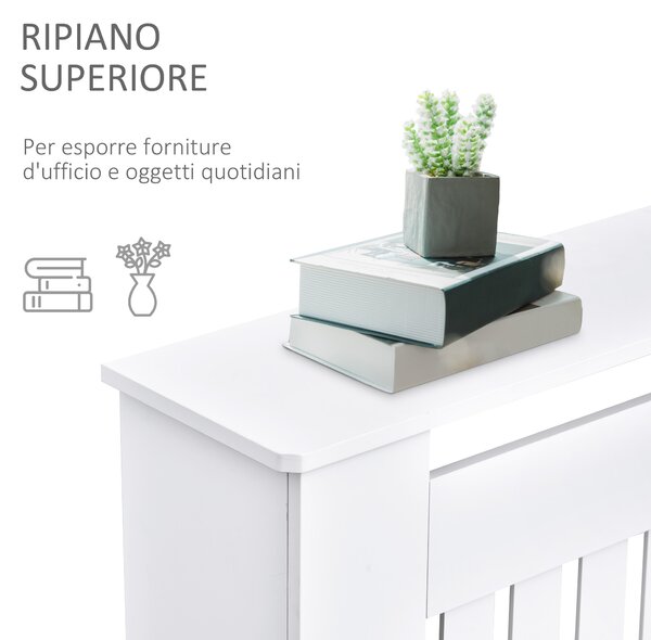 HOMCOM Copritermosifone in Legno MDF per Calorifero 152 x 19 x 81cm Bianco|Aosom