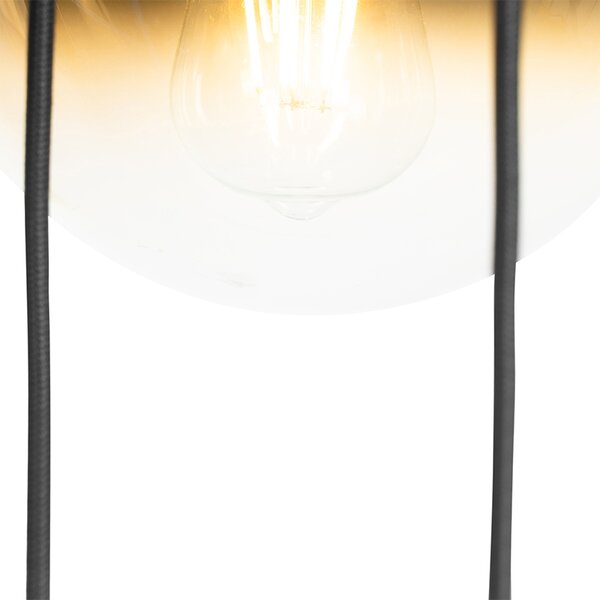Lampada a sospensione smart nera con vetro oro 7 luci incluse 7 Wifi A60 - Pallon