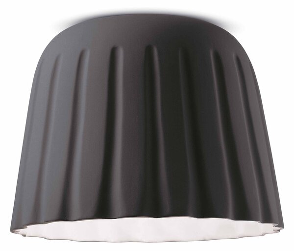 Plafoniera Piccola Vintage Decò Madame Gres Ceramica Grigio Nerastro 1 Luce E27