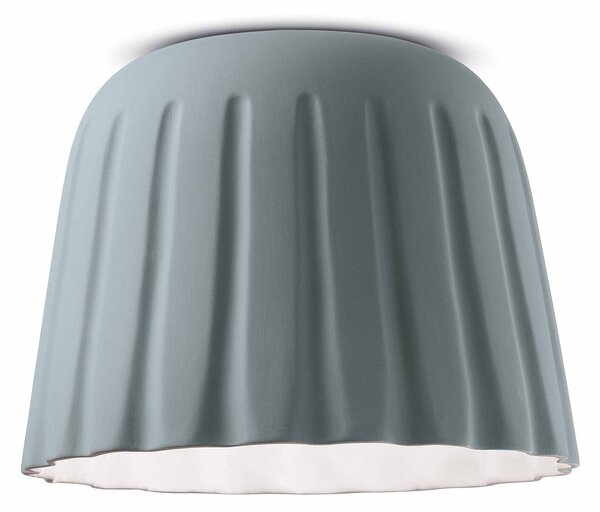 Plafoniera Piccola Vintage Decò Madame Gres Ceramica Grigio Tele 1 Luce E27
