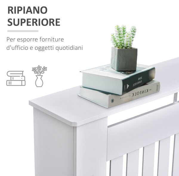 HOMCOM Copritermosifone in Legno MDF per Calorifero 112 x 19 x 81cm Bianco