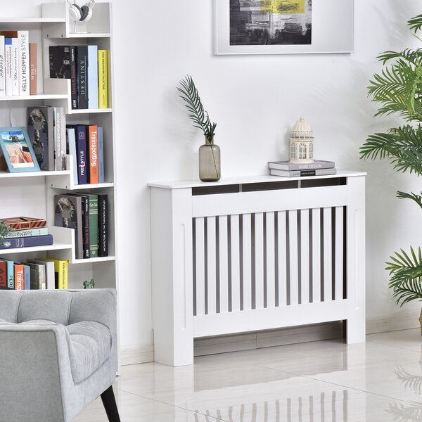 HOMCOM Copritermosifone in Legno MDF per Calorifero 112 x 19 x 81cm Bianco