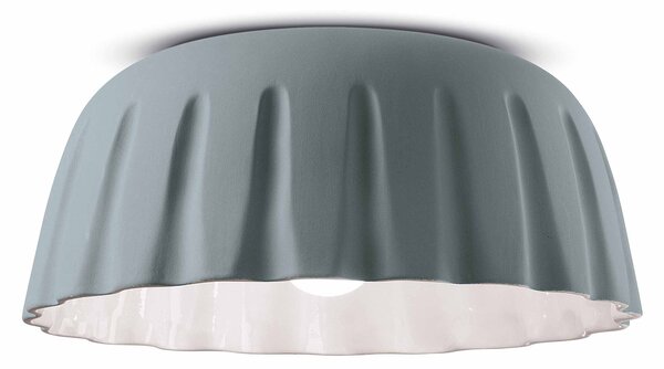 Plafoniera Grande Vintage Decò Madame Gres Ceramica Grigio Tele 1 Luce E27