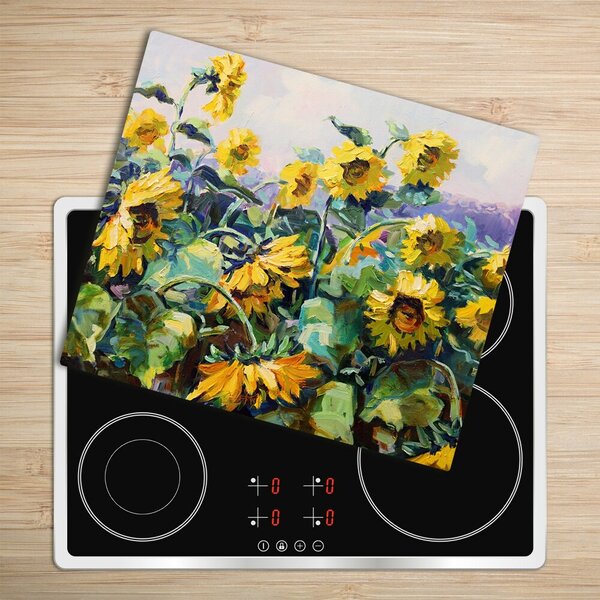 Tagliere in vetro Girasoli 60x52 cm