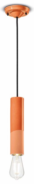 Sospensione Piccola Vintage Decò Pi Ceramica Arancio Pesca 1 Luce E27