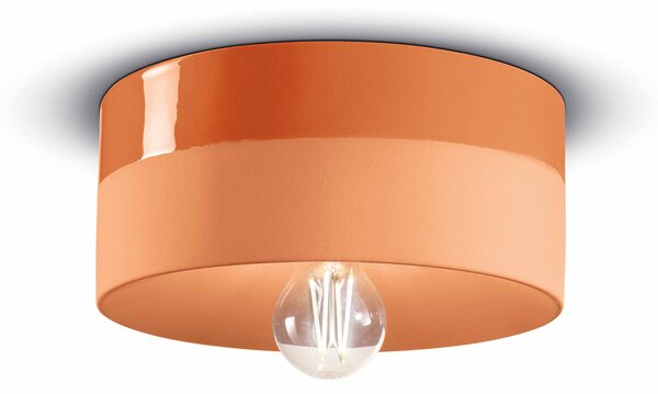 Plafoniera Media Vintage Decò Pi Ceramica Arancio Pesca 1 Luce E27