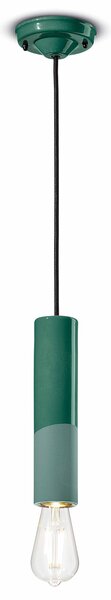 Sospensione Piccola Vintage Decò Pi Ceramica Verde Bottiglia 1 Luce E27
