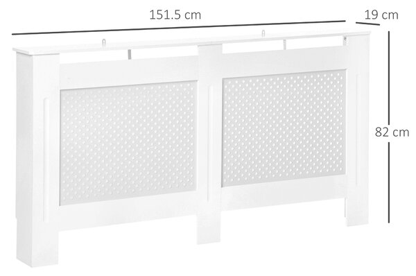 HOMCOM Copritermosifone in Legno Copertura Moderna 151.5 × 82 × 19cm Verniciato Bianco|Aosom