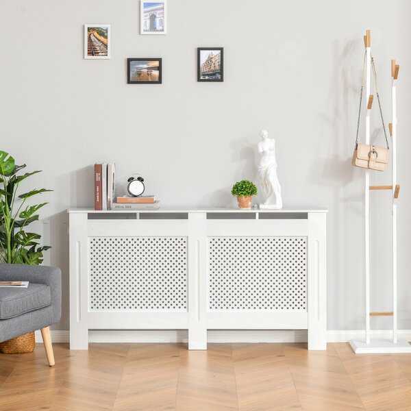 HOMCOM Copritermosifone in Legno Copertura Moderna 151.5 × 82 × 19cm Verniciato Bianco|Aosom