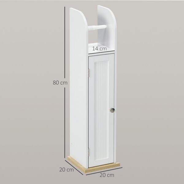 Kleankin Mobile Bagno Salvaspazio con Porta Carta Igienica e Ripiani, Mobiletto Stretto Moderno per Lavanderia, 20x20x80 cm, Bianco | Aosom Italy
