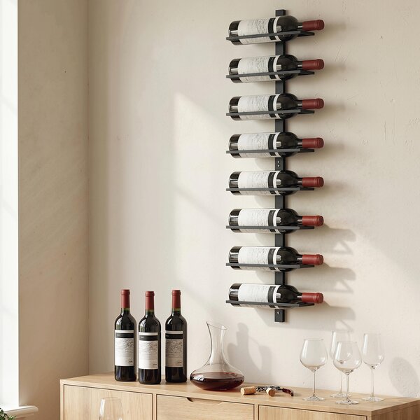 HOMCOM Portabottiglie da Parete per 8 Bottiglie, Vino Cucina e Sala da Pranzo, Nero | Aosom Italy