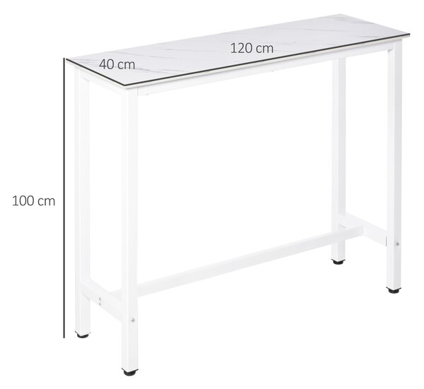 HOMCOM Tavolo da Bar Moderno con Gambe in Acciaio, 120x40x100 cm, Bianco | Aosom Italy