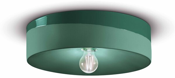 Plafoniera Grande Vintage Decò Pi Ceramica Verde Bottiglia 1 Luce E27