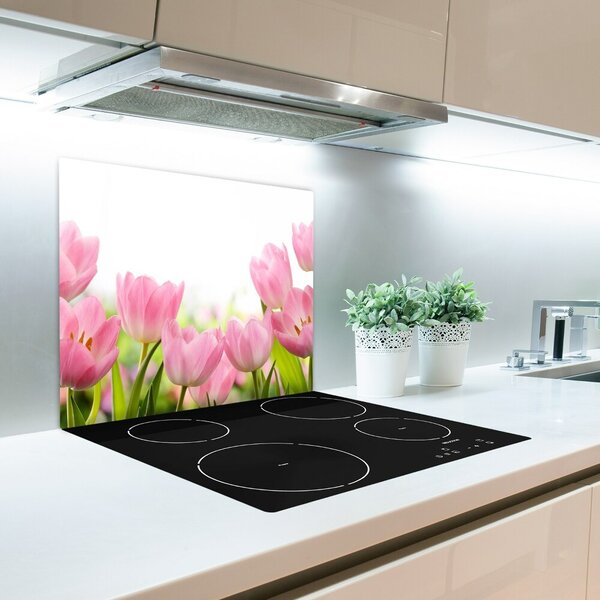 Tagliere in vetro Tulipani rosa 60x52 cm