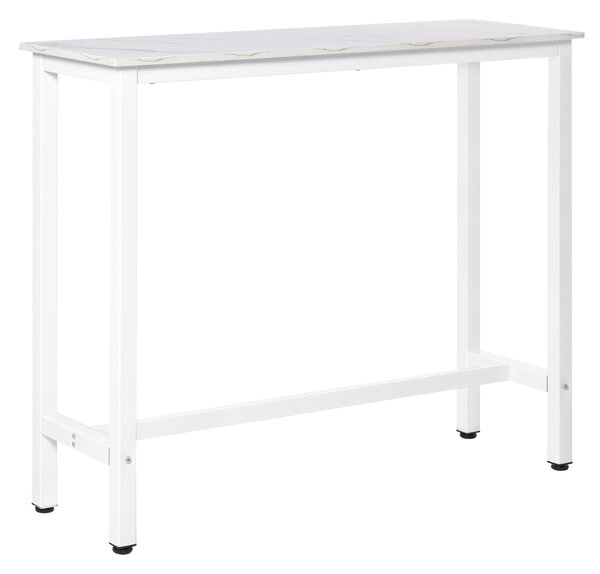 HOMCOM Tavolo da Bar Moderno con Gambe in Acciaio, 120x40x100 cm, Bianco | Aosom Italy