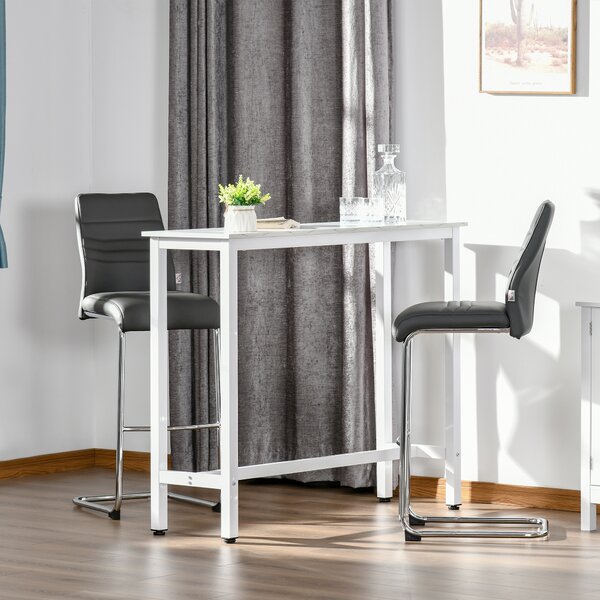 HOMCOM Tavolo da Bar Moderno con Gambe in Acciaio, 120x40x100 cm, Bianco | Aosom Italy