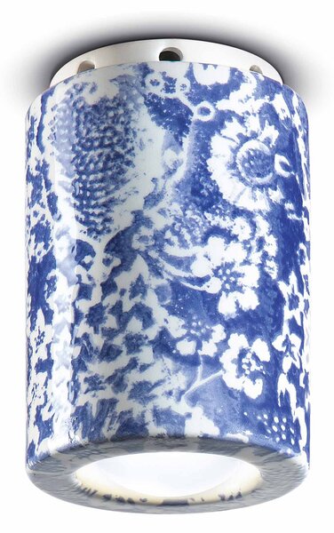 Plafoniera Vintage Decò Pi Ceramica Ming Blu 1 Luce E14