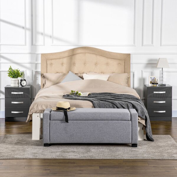 HOMCOM Set 2 Comodini Moderni con 3 Cassetti e Maniglie in Metallo, Comodini di Design in Legno, 40x36x56 cm, Grigio | Aosom Italy