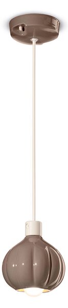 Lampadario Vintage Decò Afoxe' Alluminio Ceramica Marrone Moka 1 Luce E14
