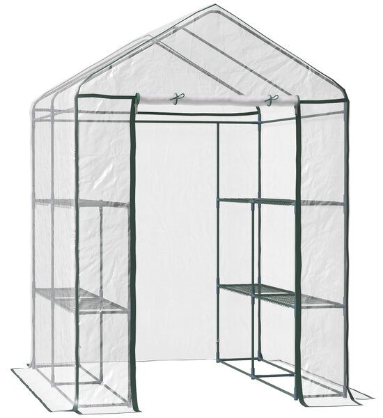 Outsunny Serra da Giardino in PVC Trasparente con cerniera e Ripiani, Serra da Balcone con Scaffali per Piante Orto,1.43 x 1.43 x 1.95m | Aosom Italy
