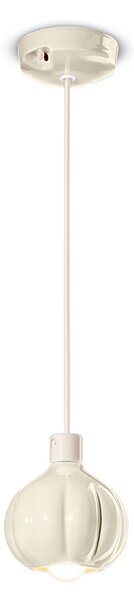 Lampadario Vintage Decò Afoxe' Alluminio Ceramica Crema 1 Luce E14