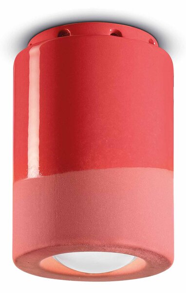 Plafoniera Vintage Decò Pi Ceramica Rosso Corallo 1 Luce E14