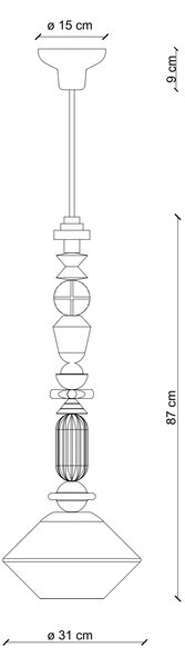 Sospensione Grande Vintage Decò Lariat Ceramica Bianco Latte 1 Luce E27