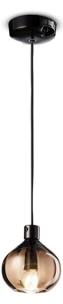 Lampadario Vintage Decò Afoxe' Alluminio Ceramica Vetro Bronzo 1 Luce E14