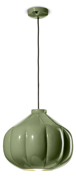 Lampadario Vintage Decò Afoxe' Ceramica Verde Salvia 1 Luce E27