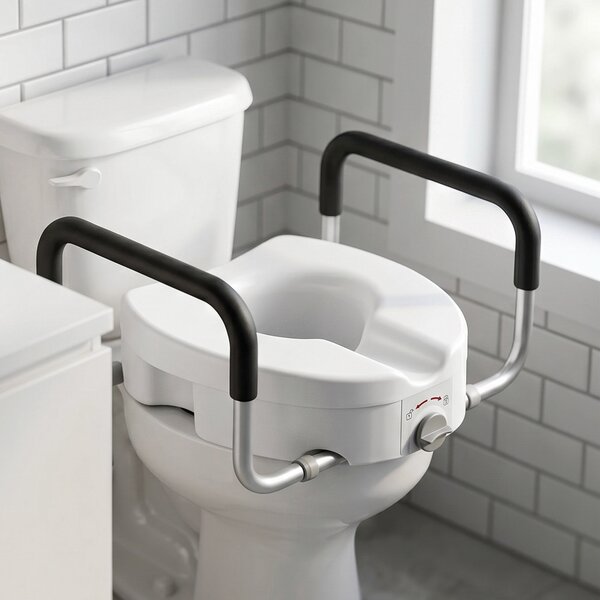 HOMCOM Rialzo WC per Anziani in HDPE con Maniglie Antiscivolo e Larghezza Regolabile, Capacità 136kg, Bianco | Aosom Italy