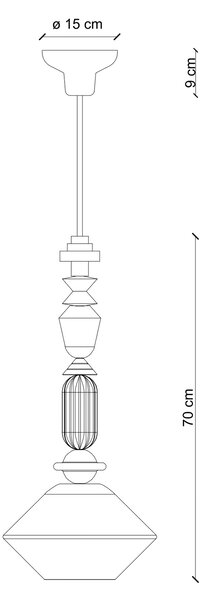 Sospensione Media Vintage Decò Lariat Ceramica Bianco Latte 1 Luce E27