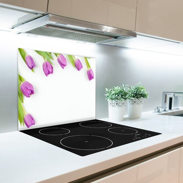 Tagliere in vetro Tulipani viola 60x52 cm