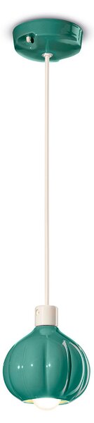 Lampadario Vintage Decò Afoxe' Alluminio Ceramica Turchese 1 Luce E14