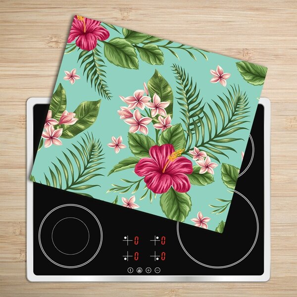 Tagliere in vetro Fiori hawaiani 60x52 cm