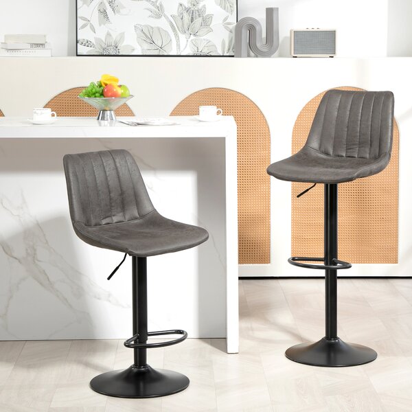 HOMCOM Set 2 Sgabelli da Bar Industriale, Sgabelli Cucina con Schienale, Poggiapiedi e Altezza Regolabile Grigio | Aosom Italy