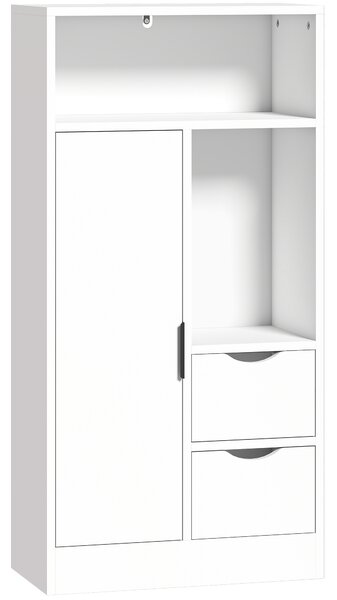 HOMCOM Mobile Bagno Slim con Cassetti, Scomparti Aperti, Bianco | Aosom Italy