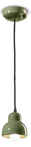 Lampadario Vintage Decò Berimbau Ceramica Verde Salvia 1 Luce E14