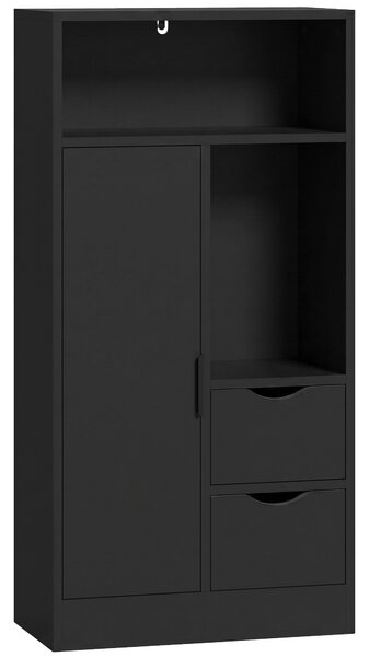 HOMCOM Mobile Bagno Slim con Cassetti, Scomparti Aperti, Nero | Aosom Italy