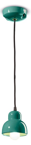 Lampadario Vintage Decò Berimbau Ceramica Turchese 1 Luce E14