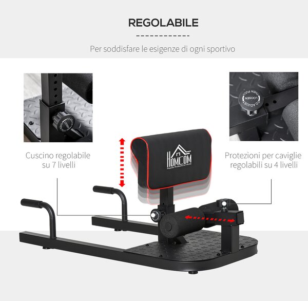 Homcom Panca Fitness per Sissy Squat, Home Fitness Equipment, Macchina Squat Attrezzo Fitness in Acciaio|Aosom