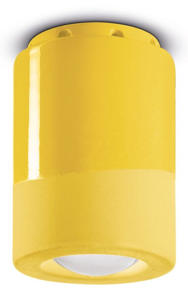 Plafoniera Vintage Decò Pi Ceramica Giallo Limone 1 Luce E14