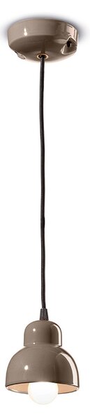 Lampadario Vintage Decò Berimbau Ceramica Marrone Moka 1 Luce E14