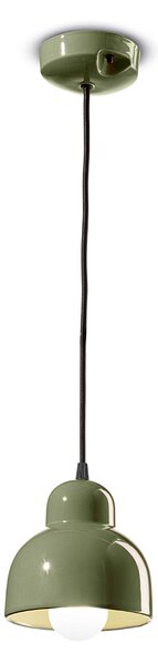 Lampadario Vintage Decò Berimbau Ceramica Verde Salvia 1 Luce E27