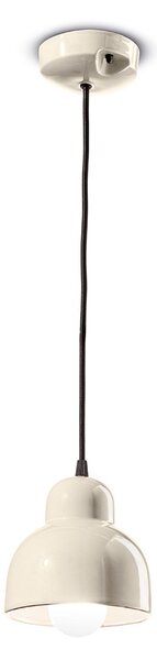 Lampadario Vintage Decò Berimbau Ceramica Crema 1 Luce E27